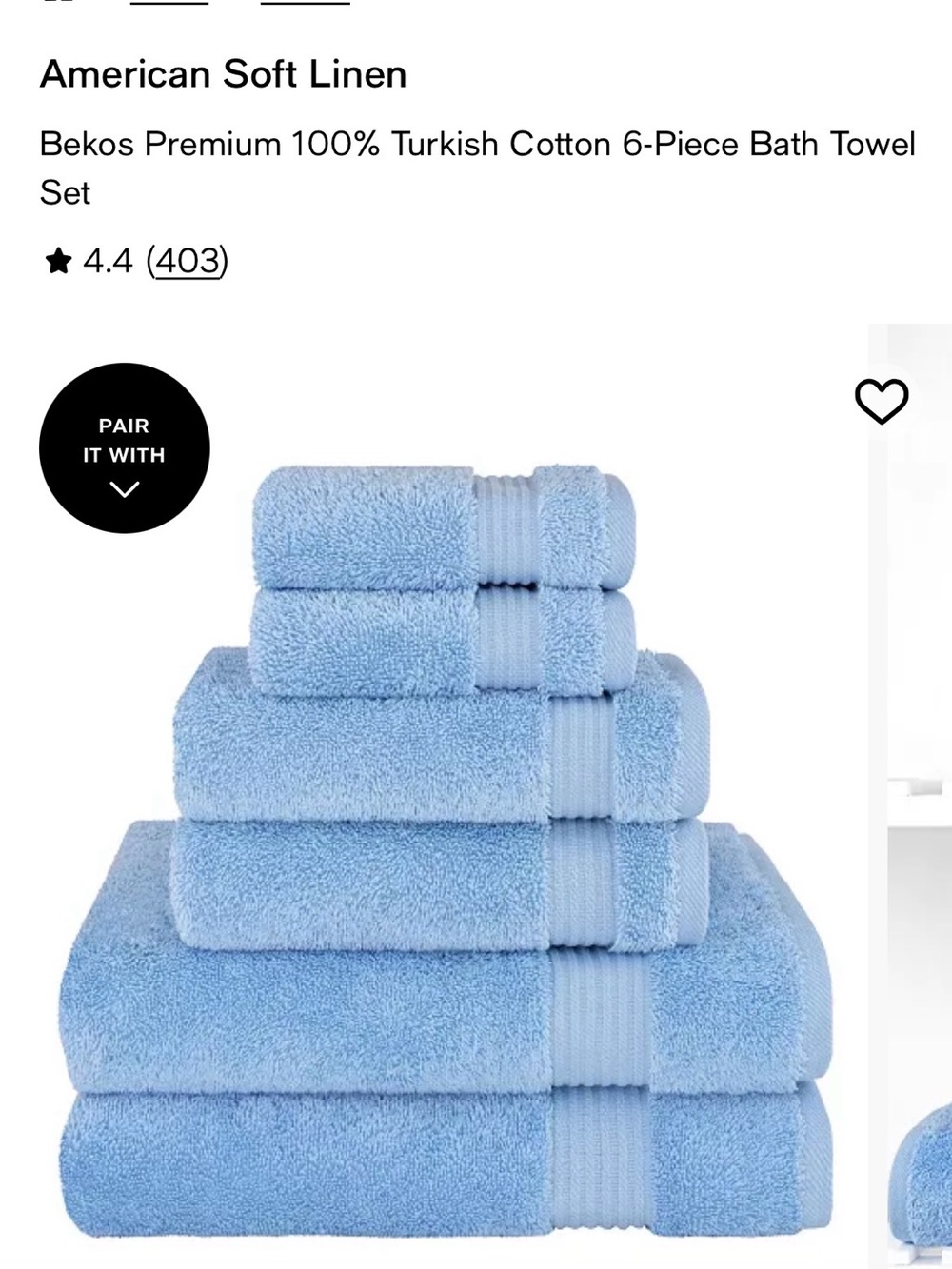 Macy's Light Blue 6-Piece Turkish Cotton Bath Towel Set